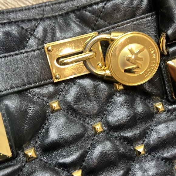 Michael Michael Kors Hamilton North South Tote in Black Studded Leather - Picture 7 of 16